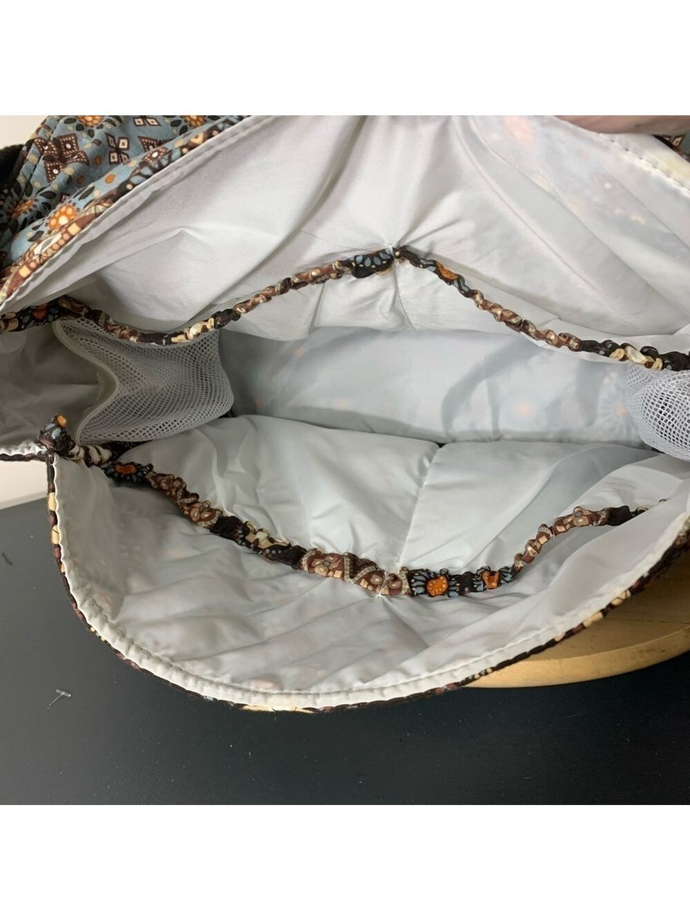 Vera Bradley Crossbody Baby Diaper Messenger Floral Travel Bag Brown Ajust Strap - Picture 8 of 13